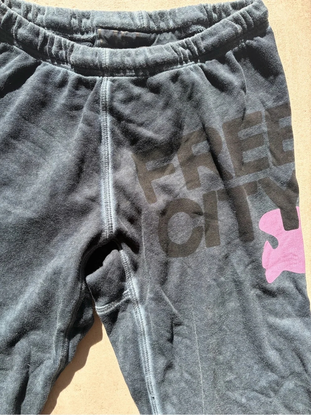 NO FURTHER MARKDOWN  price is price Freecity Black Joggers w/ Pink Accent & Logo - Picture 5 of 7